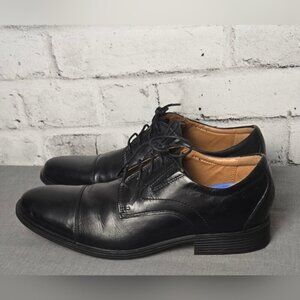 Clarks Whiddon Cap Black Leather Dress Shoes